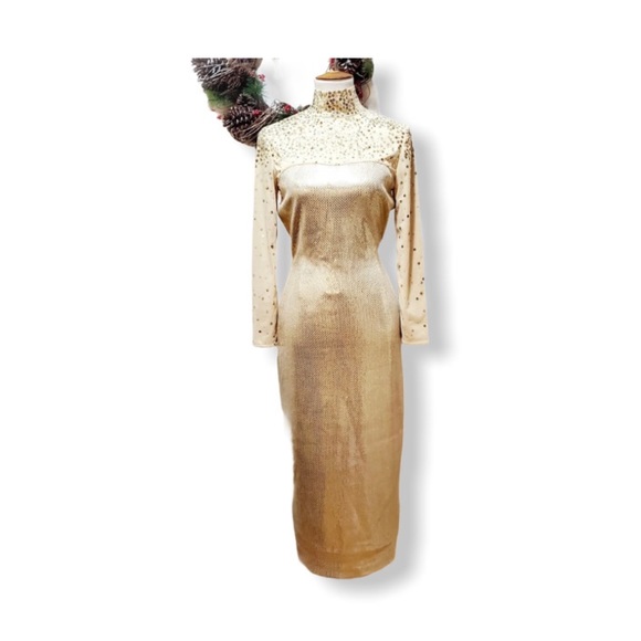 Vintage ST. JOHN- midi Metallic Dress!! - Picture 4 of 12